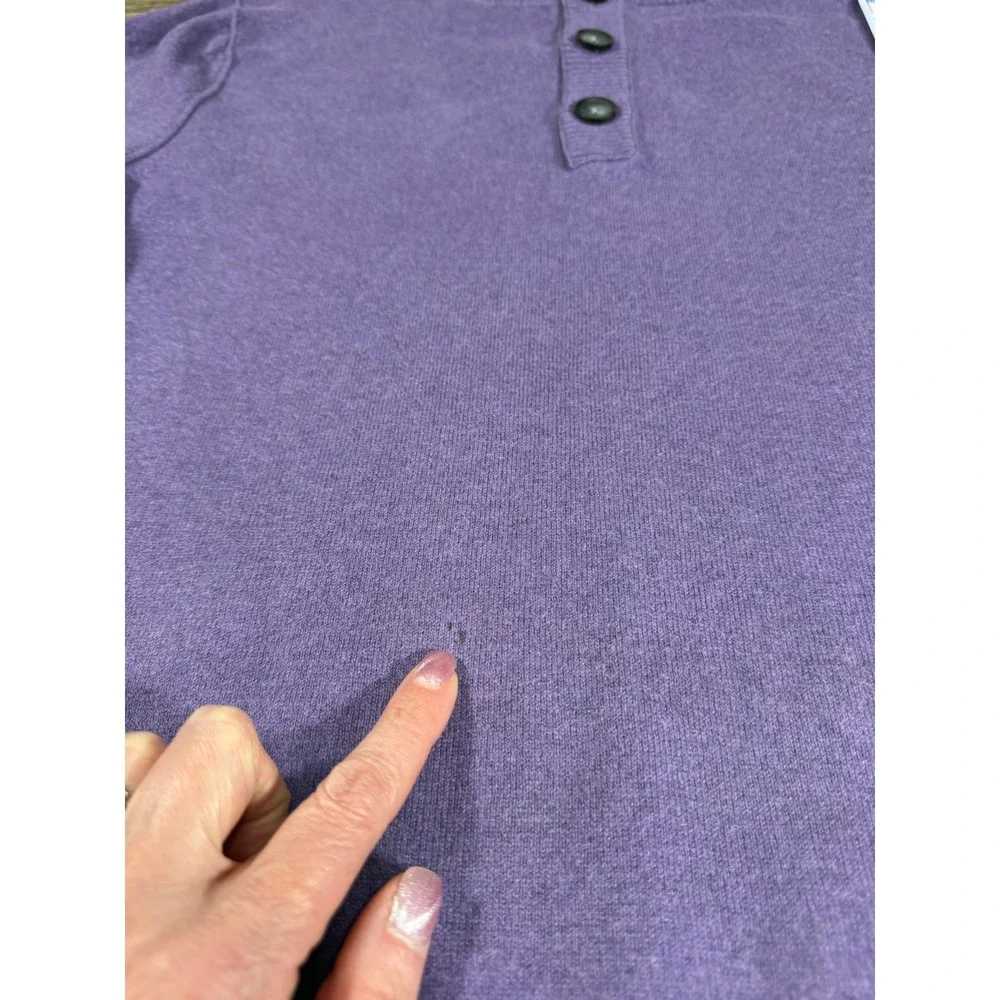 Banana Republic Sweater Mens L Orchid Purple Cotton Cashmere Mock‎ Neck Button